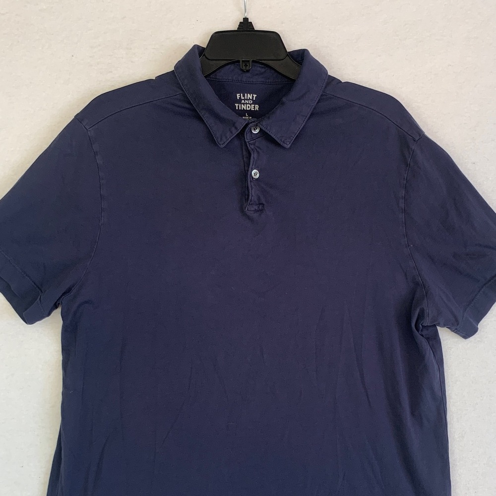 Flint and Tinder Polo Shirt Mens Large Navy Blue Supima Cotton Made USA - Picture 3 of 11
